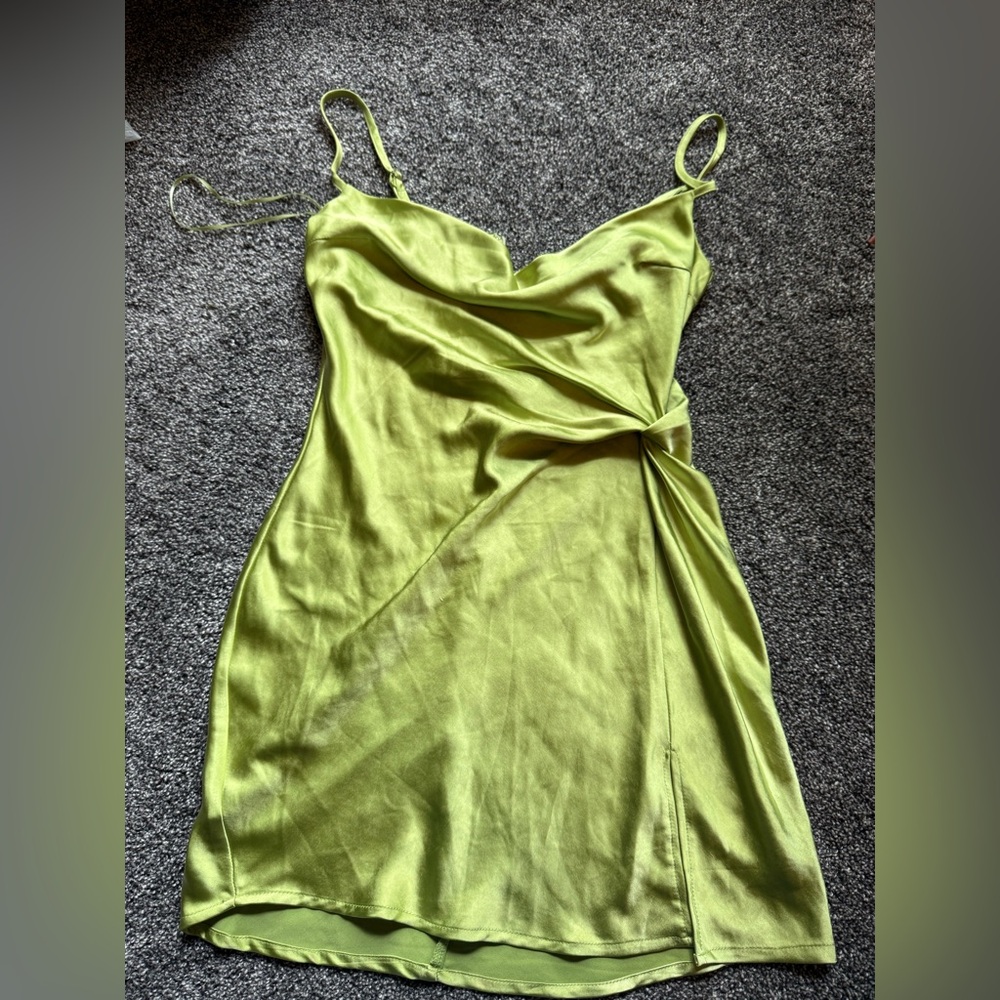 Green Slip/Satin-feel Dress